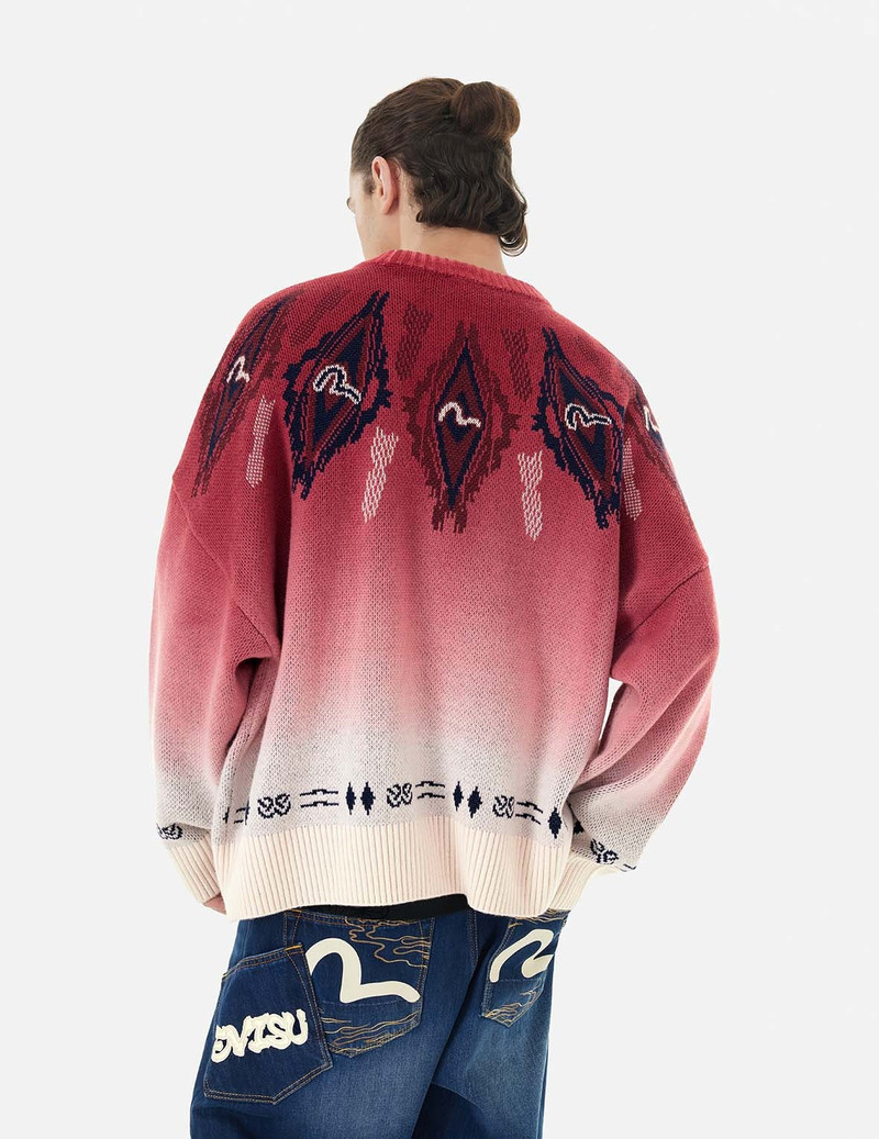EVISU CHIMAYO TAPESTRY JACQUARD RELAX FIT KNIT SWEATER outlook