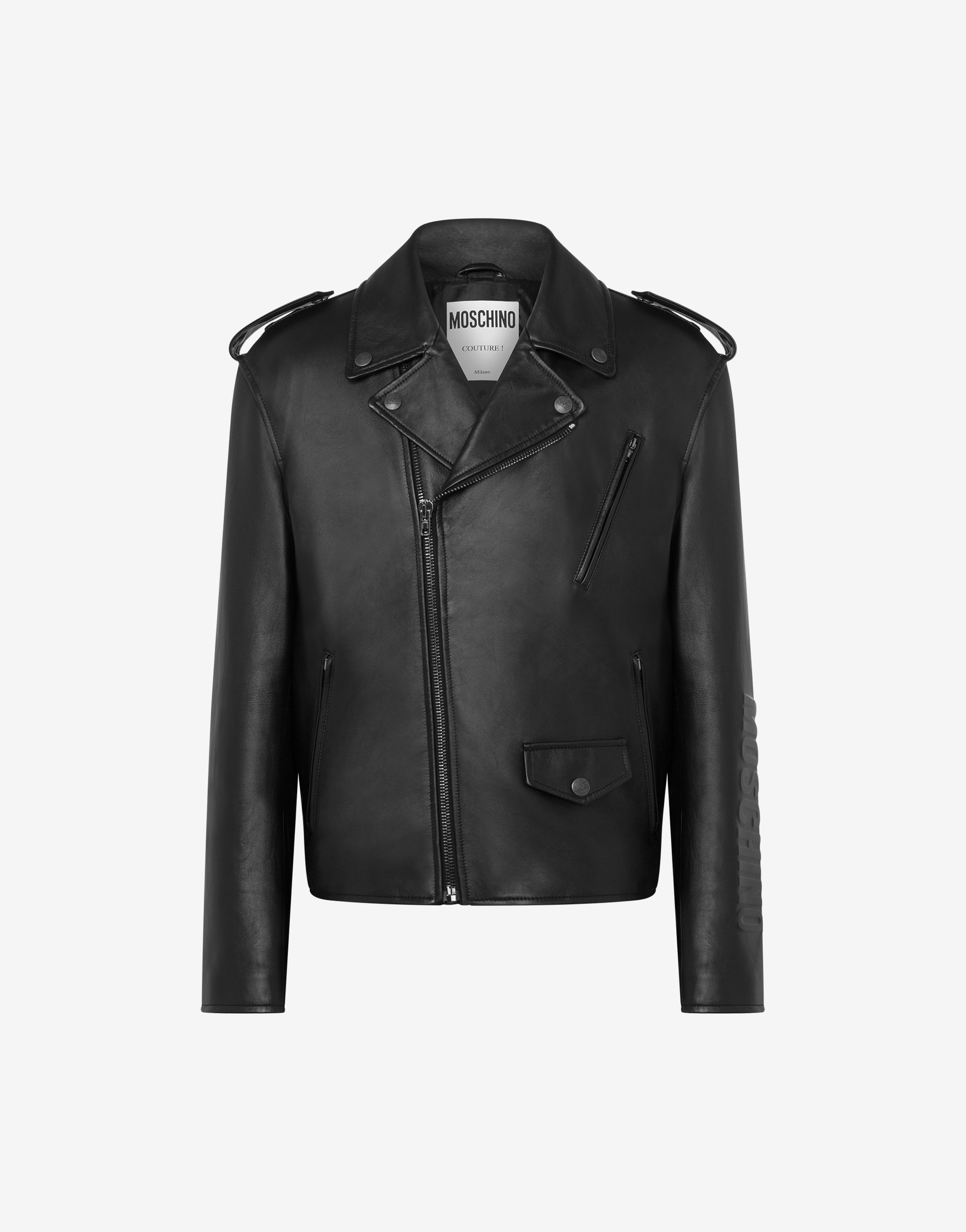 MOSCHINO OUTLINE NAPPA LEATHER BIKER JACKET - 1