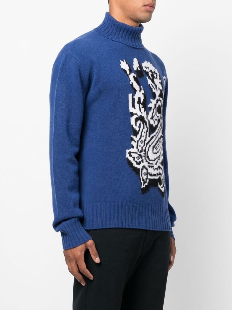 paisley-knit roll-neck jumper - 3