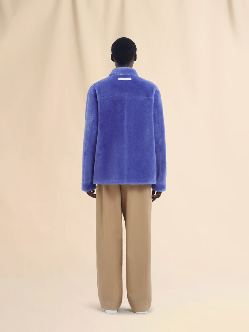 LIGHT BLUE SHAVED SHEARLING JACKET - 3
