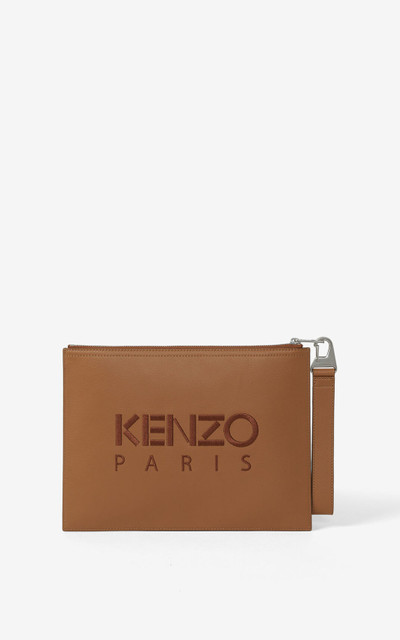 KENZO Kampus Tiger large grained leather clutch outlook