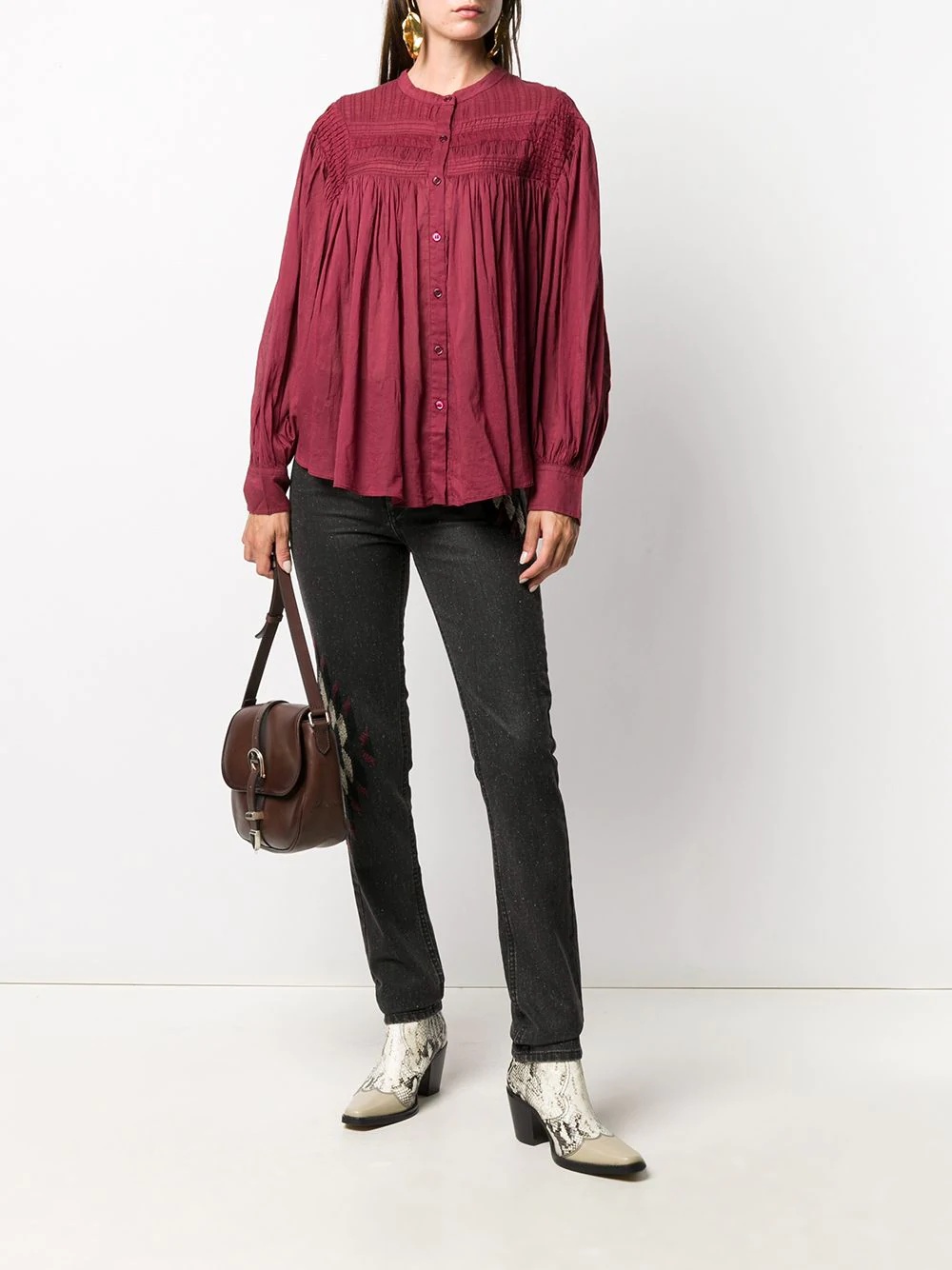 pleated button-up shirt - 2