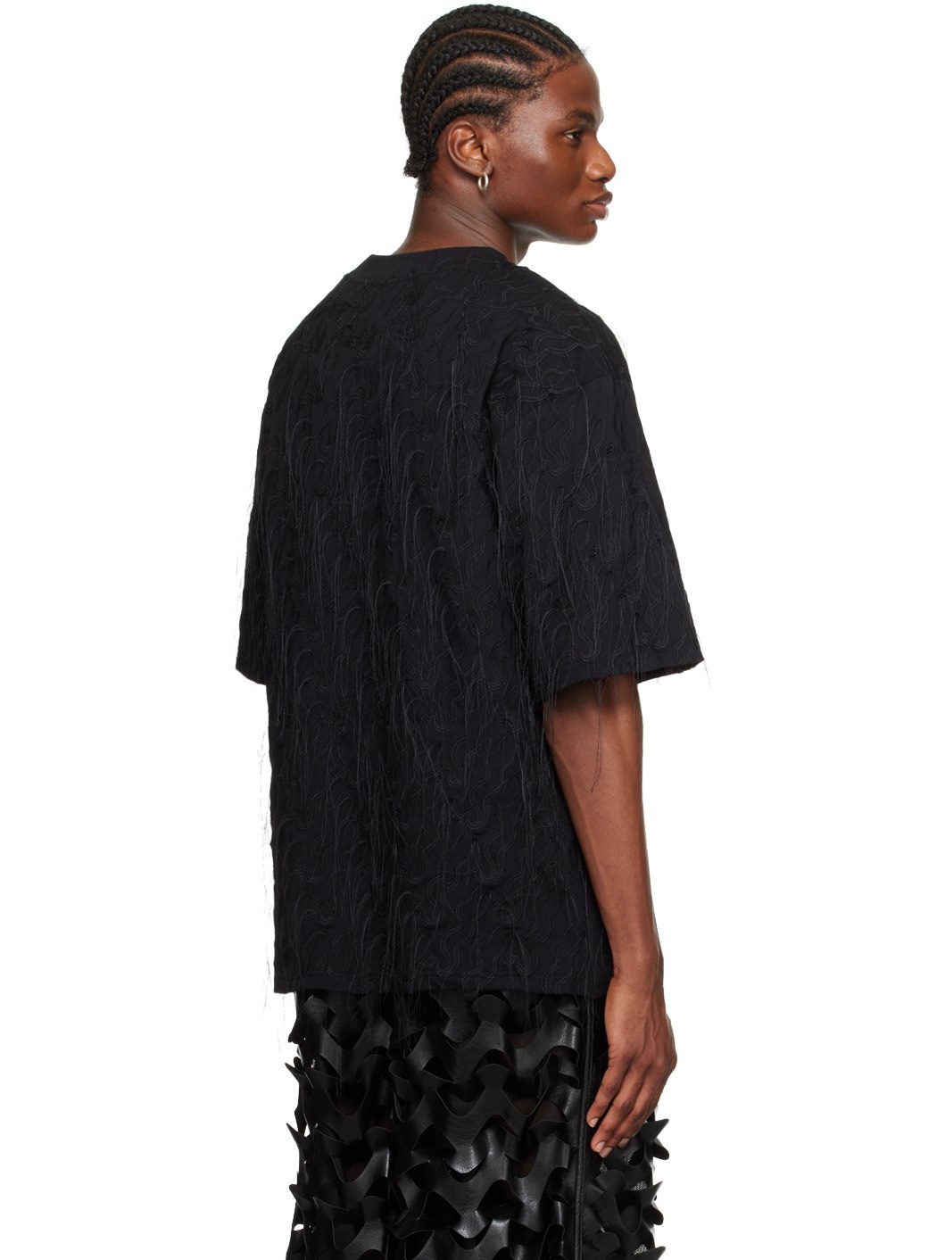 Black Embroidered T-Shirt - 3