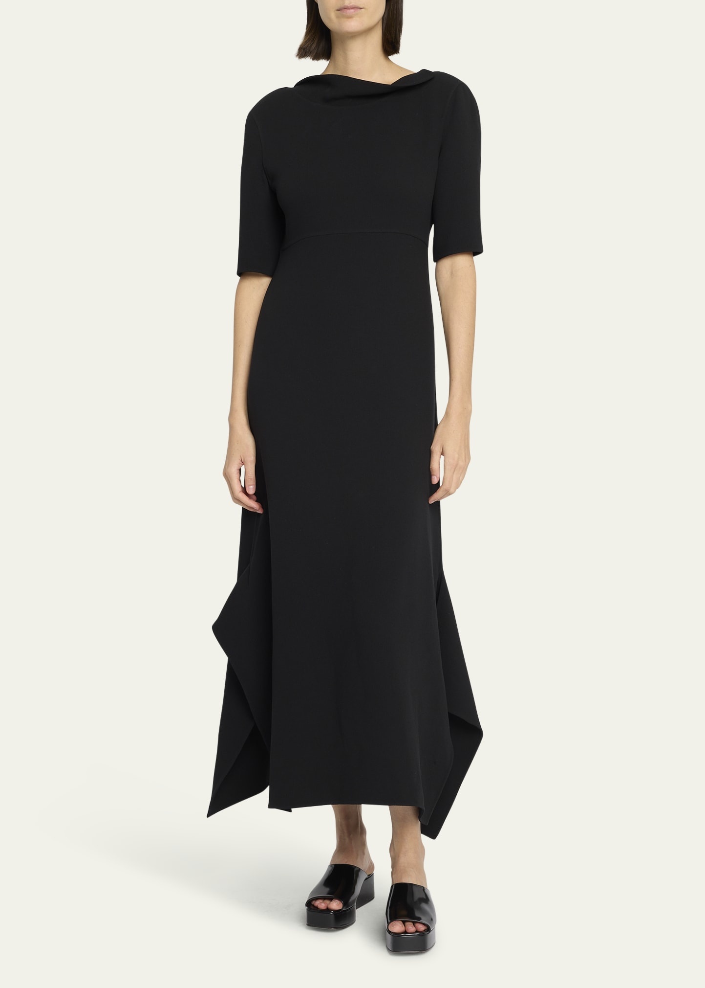 Faede Draped Back Long Silk Dress - 2