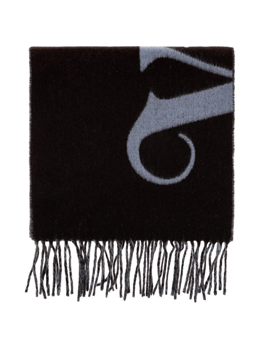 logo-print fringed-hem scarf - 1