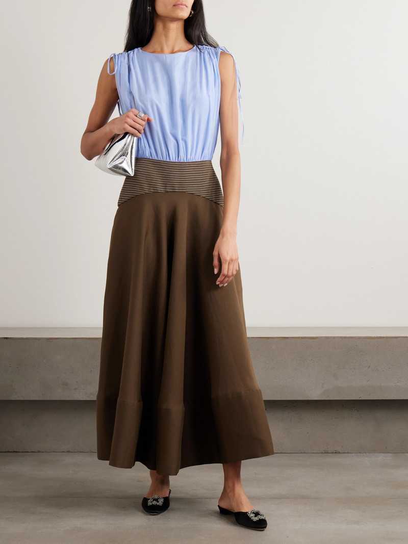 ABADIA Nuri Striped Cotton And Silk-blend And Crepe Midi Dress outlook