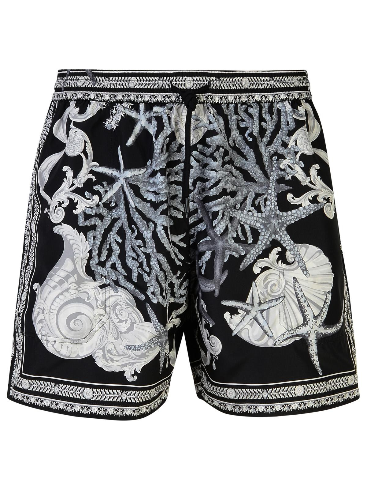 Versace 'Barocco' Black Polyester Swim Shorts Men - 1