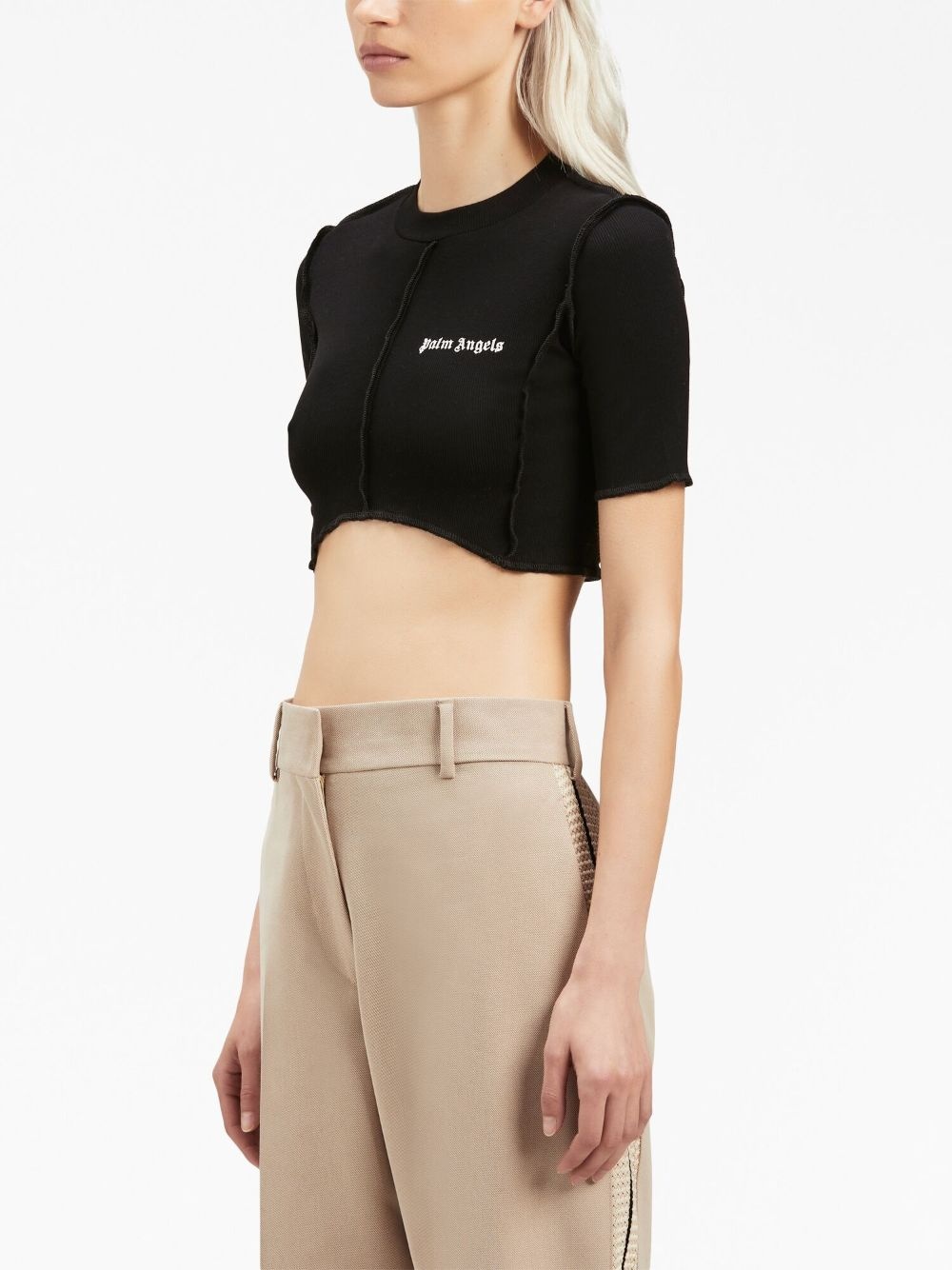 logo-print cropped top - 4