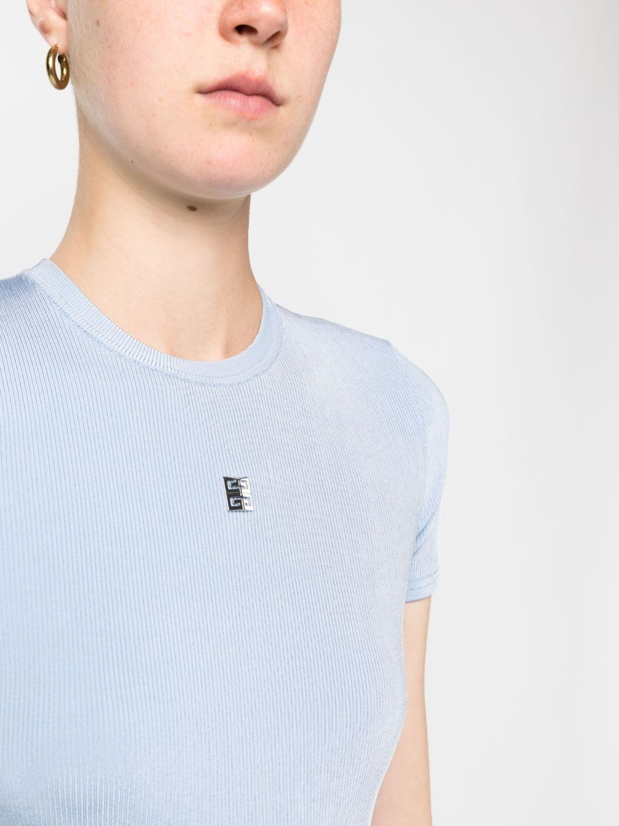 logo-plaque ribbed knit T-shirt - 5