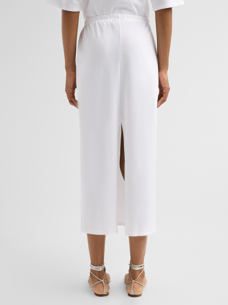 Women's Cotton Midi Skirt - White 3