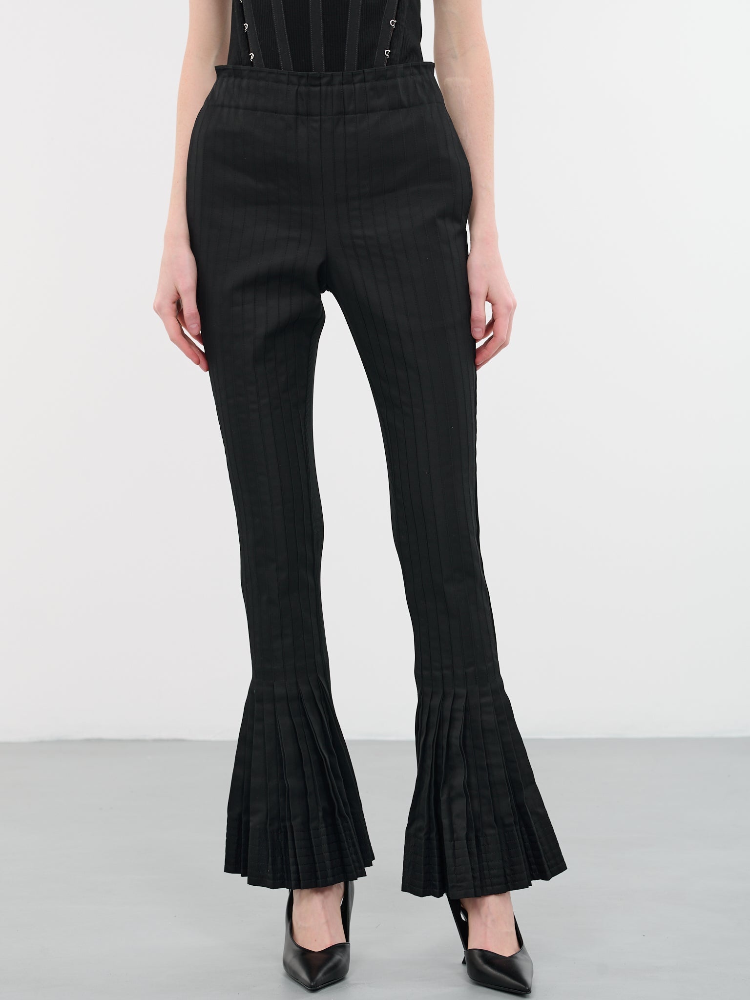 Flared Pleated Trousers - 1