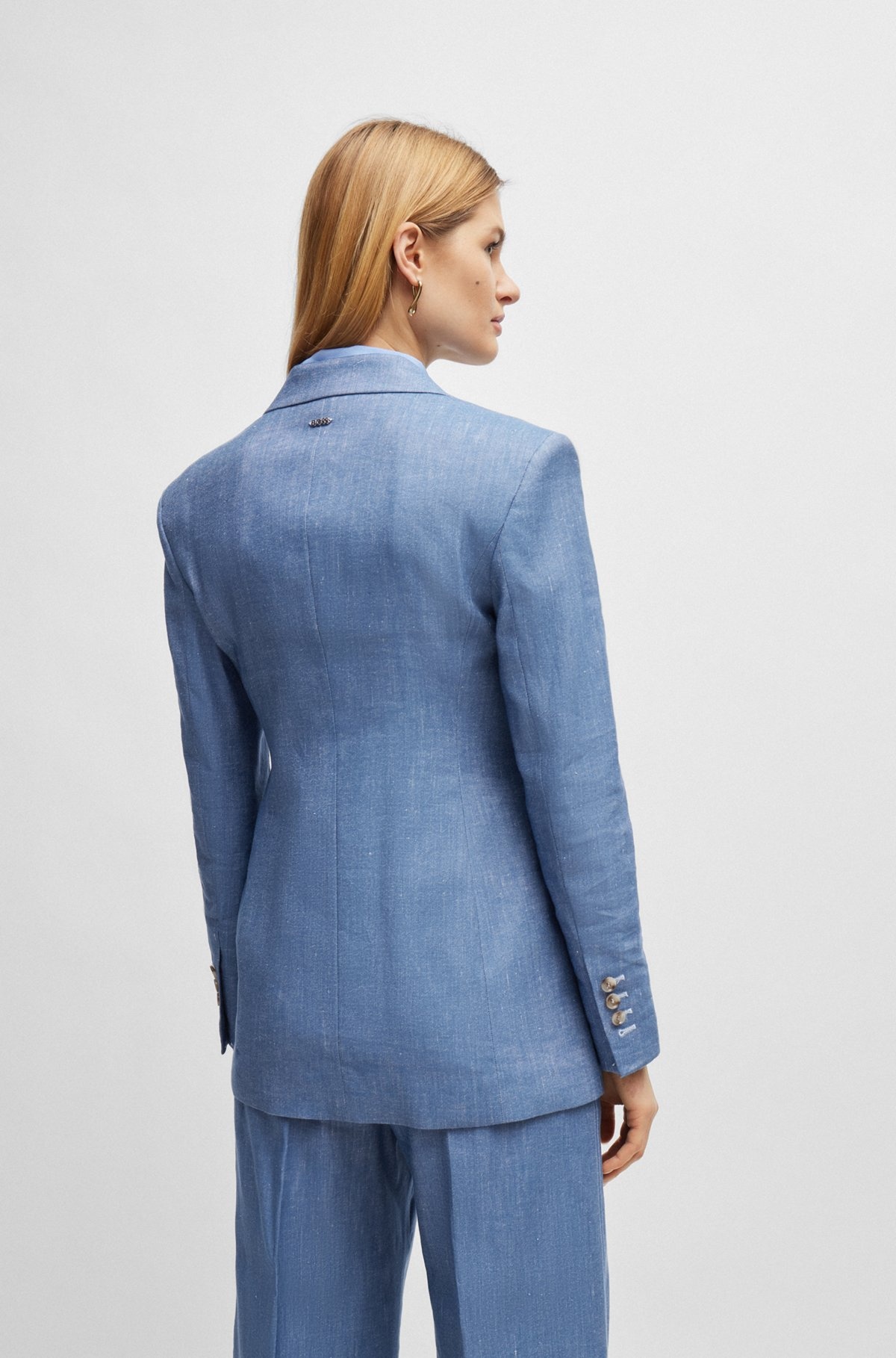 SINGLE-BREASTED JACKET IN LINEN, COTTON AND STRETCH - 4