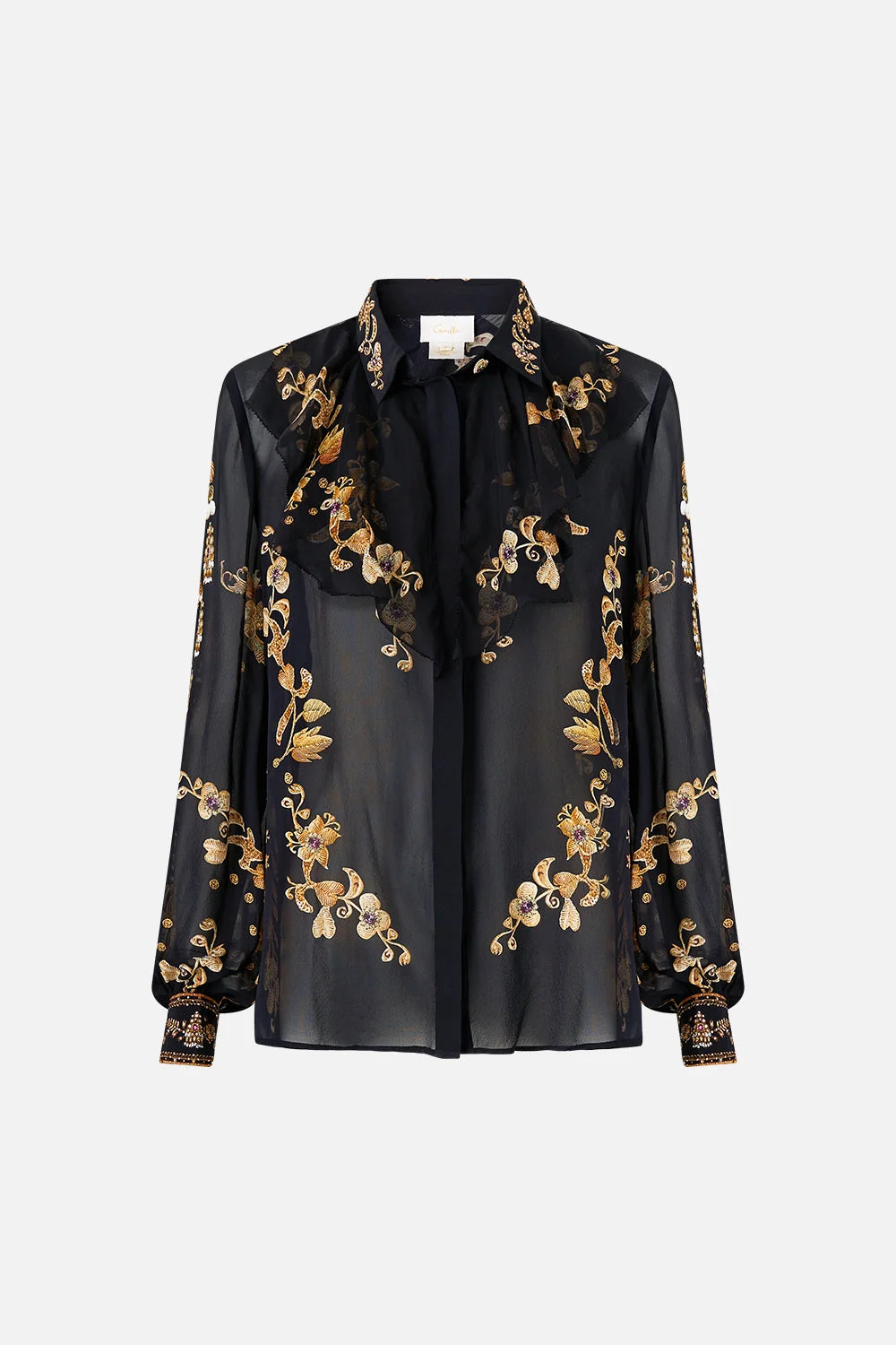 COLLARED SHIRT WITH FRILL NECK DETAIL - 1