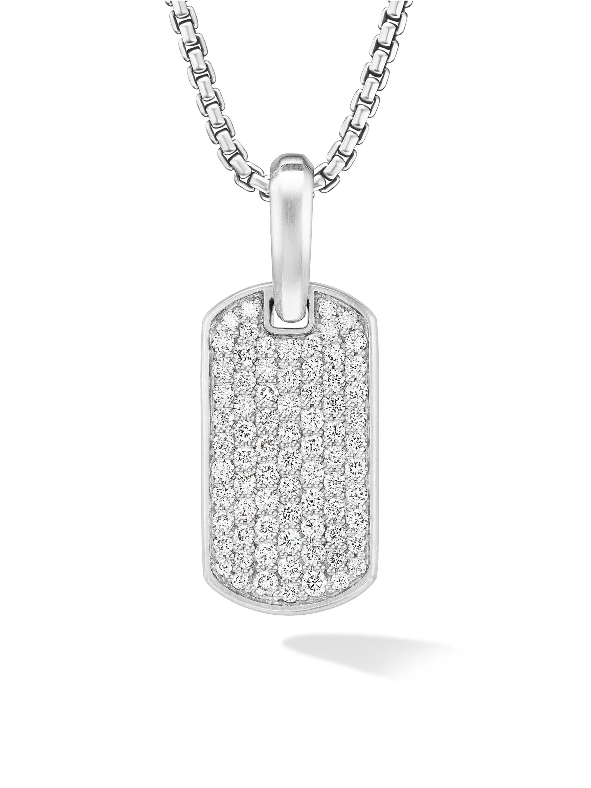 Men's Chevron Tag in Sterling Silver - Diamond - 1