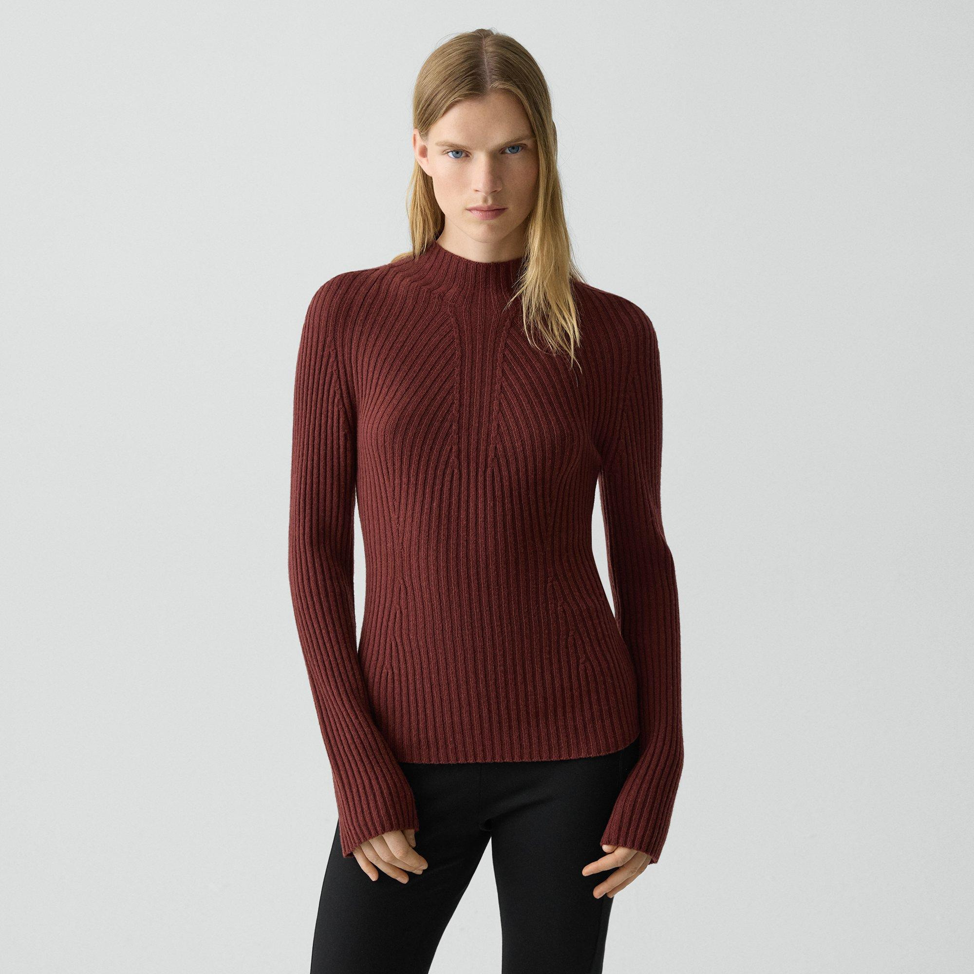 Ribbed Mock Neck Sweater in Cashmere - 2