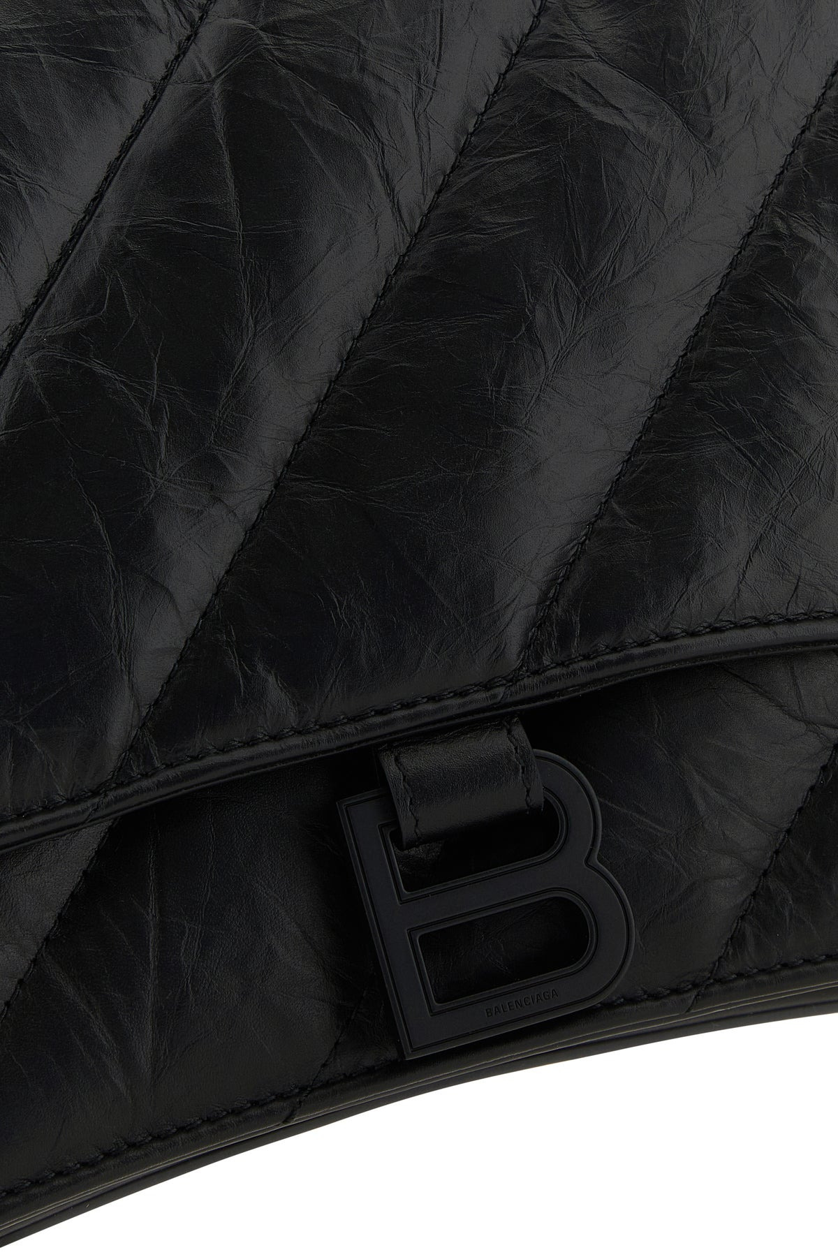 Black leather Crush M shoulder bag - 4