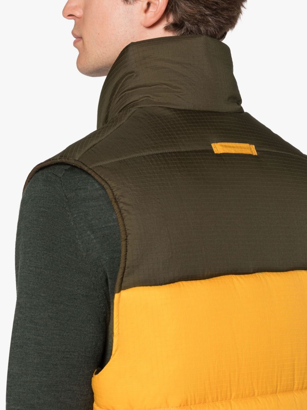 CONTRAST YELLOW & KHAKI NYLON GILET - 5