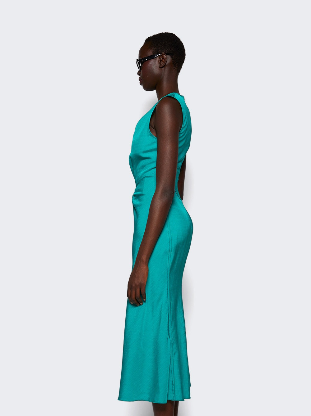Sleeveless Gathered Waist Midi Dress Peacock - 4