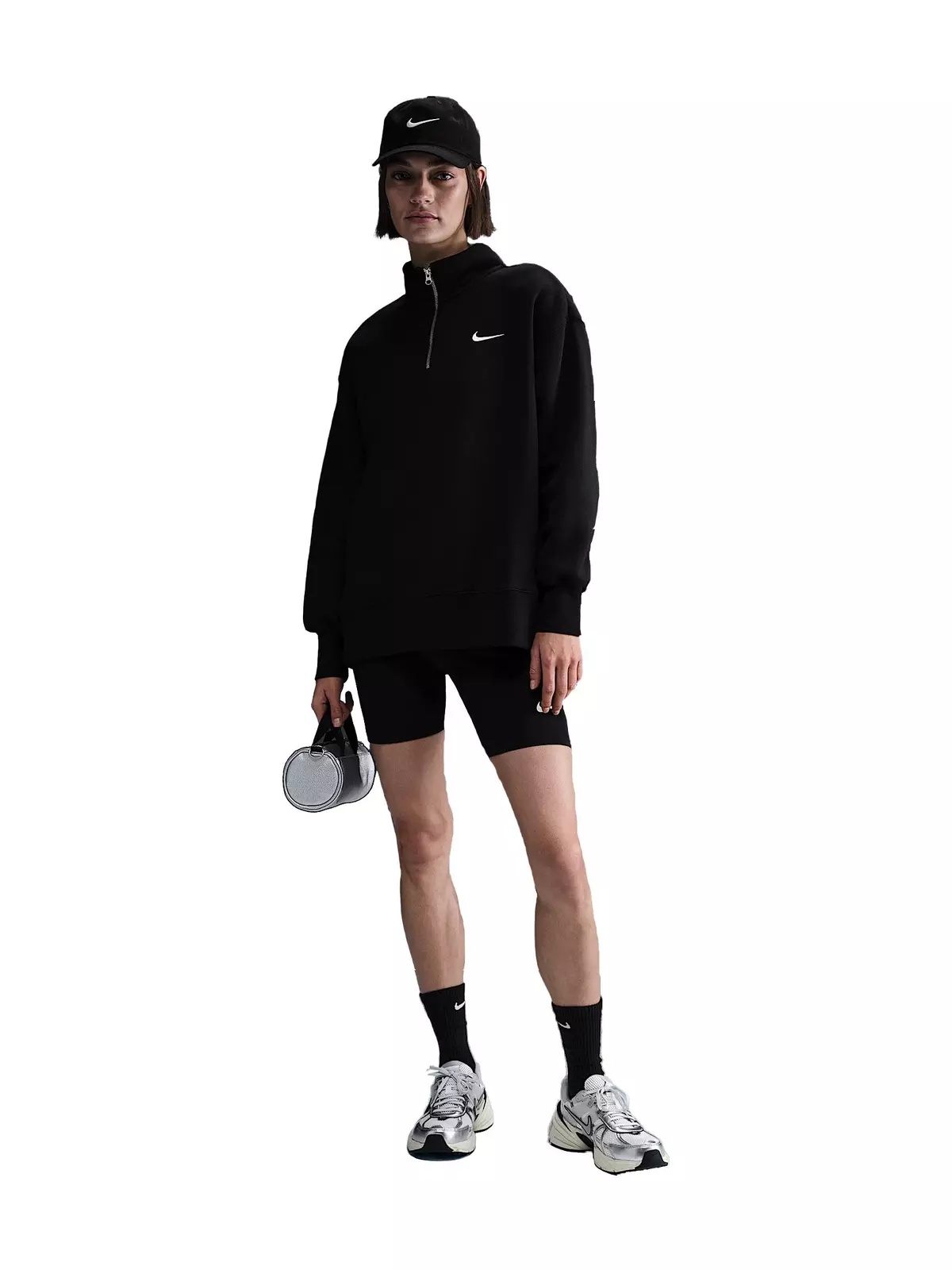 Women's Sportswear Phoenix Fleece Oversized 1/4 Zip Sweatshirt - Black - 4