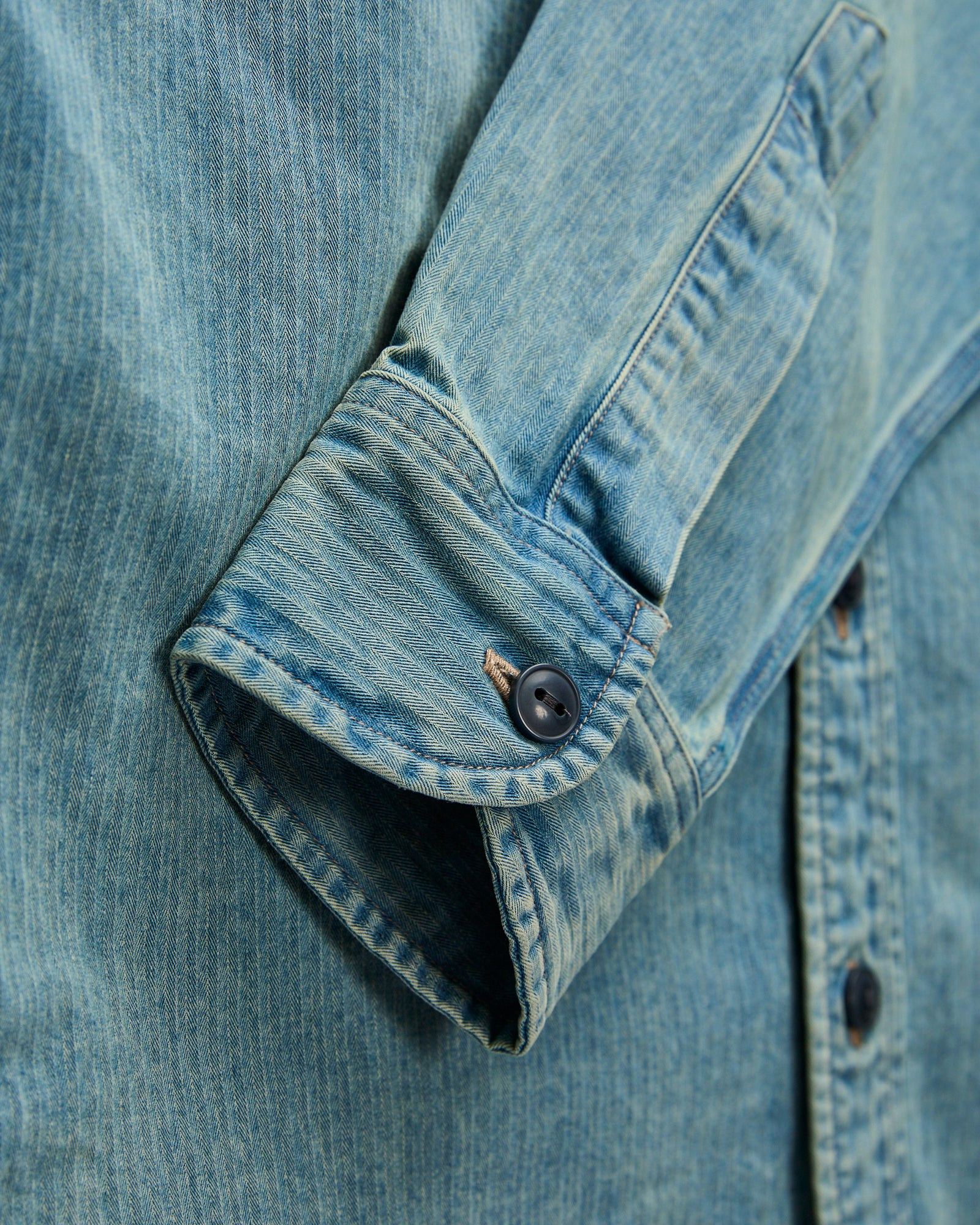 Dockman HBT Workshirt in Faded Indigo - 5