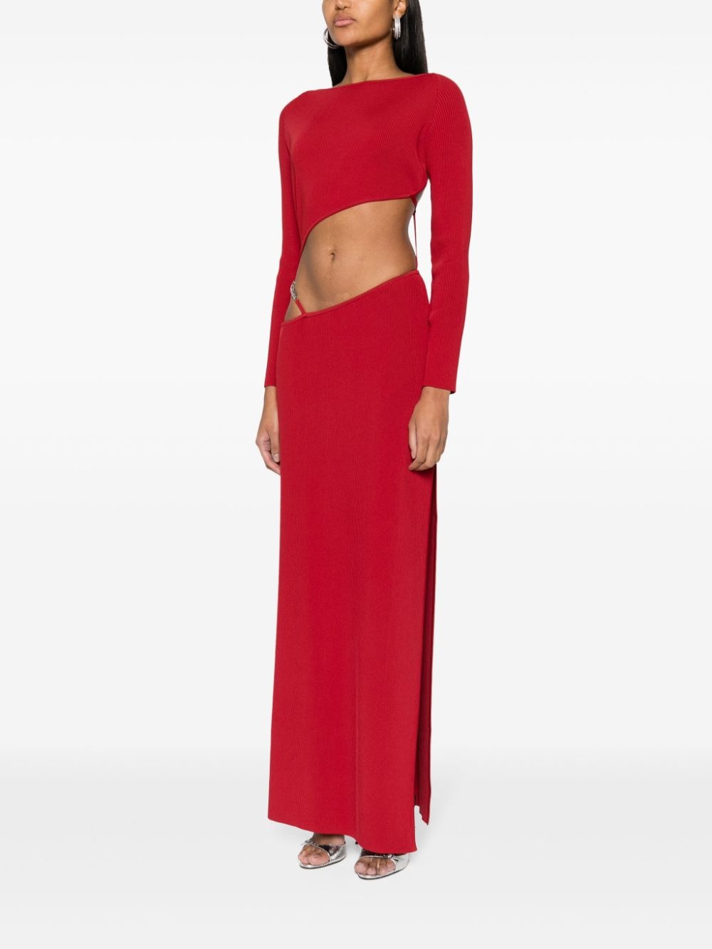 asymmetric ribbed maxi dress - 3