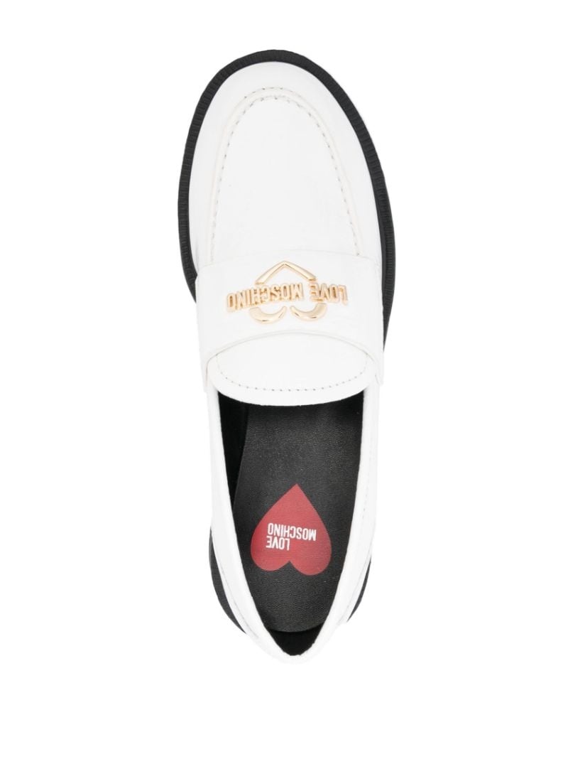logo-lettering chunky leather loafers - 7