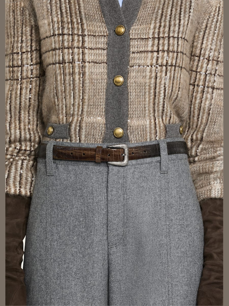 Brunello Cucinelli Lizard-Effect Leather Buckle Western Belt outlook