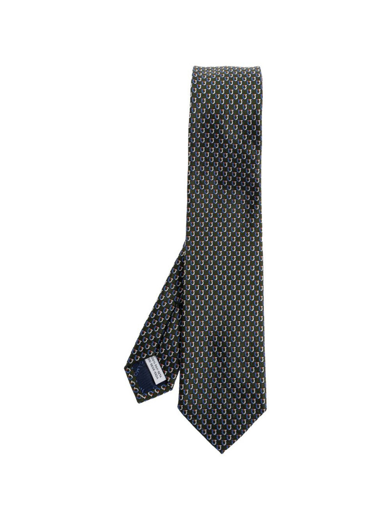 Gancini-pattern silk tie 1