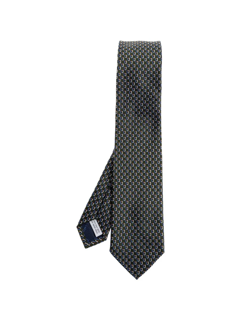 Gancini-pattern silk tie - 1