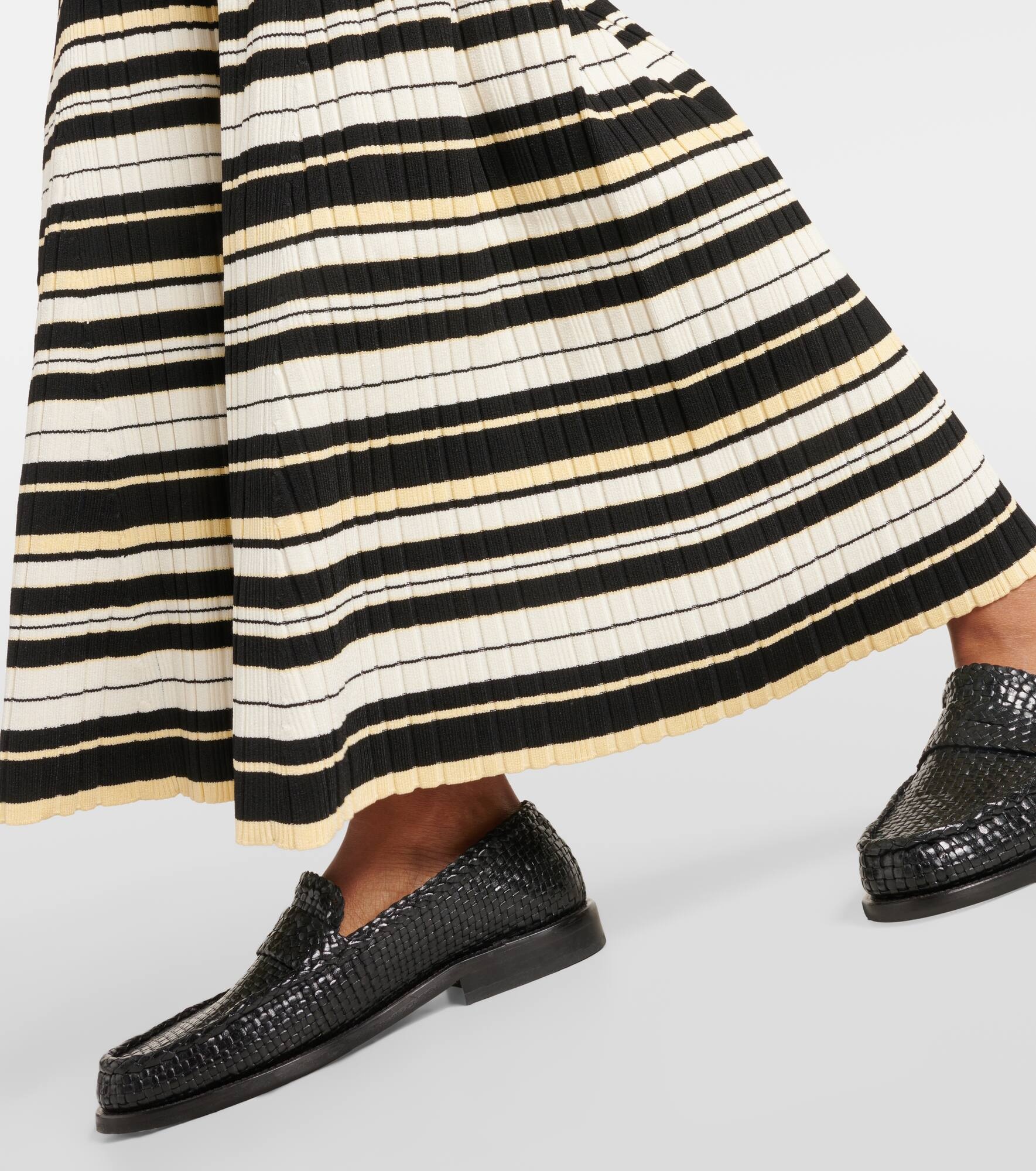 Ribbed-knit striped midi skirt - 5