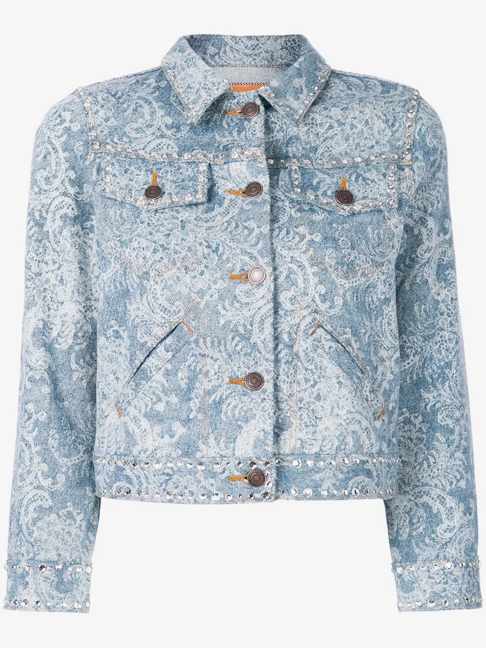 Shrunken embellished denim jacket - 1