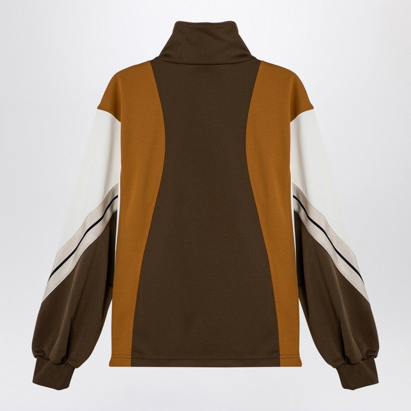 Palm Angels Sweatshirt Over Colour-Block Brown/Ochre Women - 2