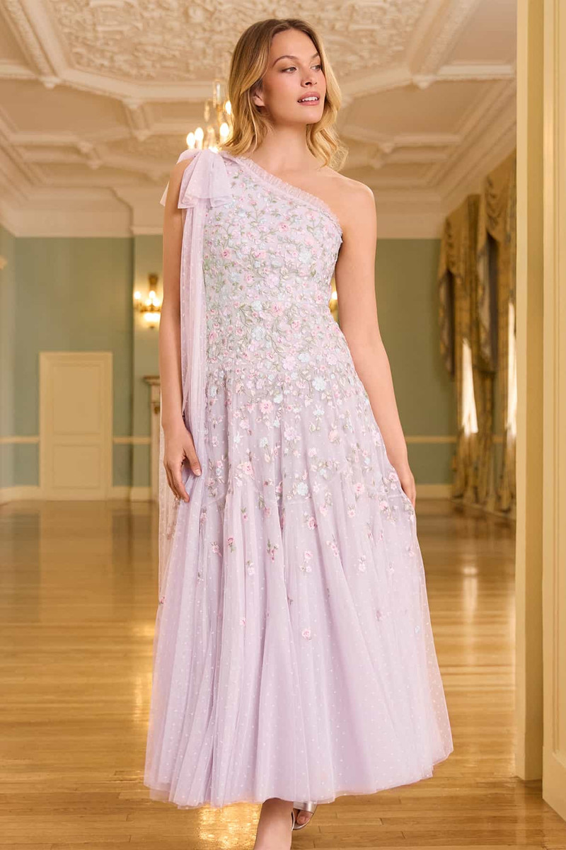 Needle & Thread Sylvia Rose One-Shoulder Bow Ankle Gown outlook