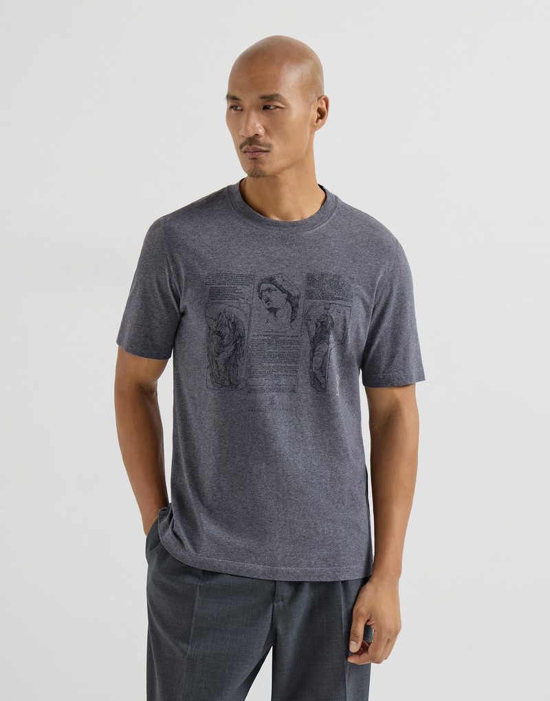 Cotton jersey crew neck T-shirt with print 2