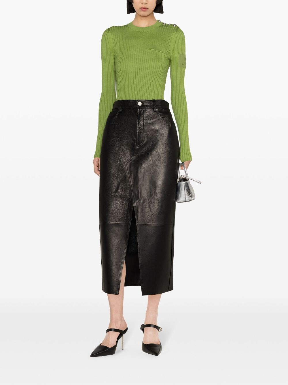 crew-neck ribbed-knit top - 2
