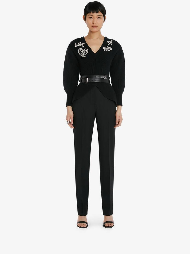Alexander McQueen Wool Tree Graffiti Jumper in Black/crystal outlook