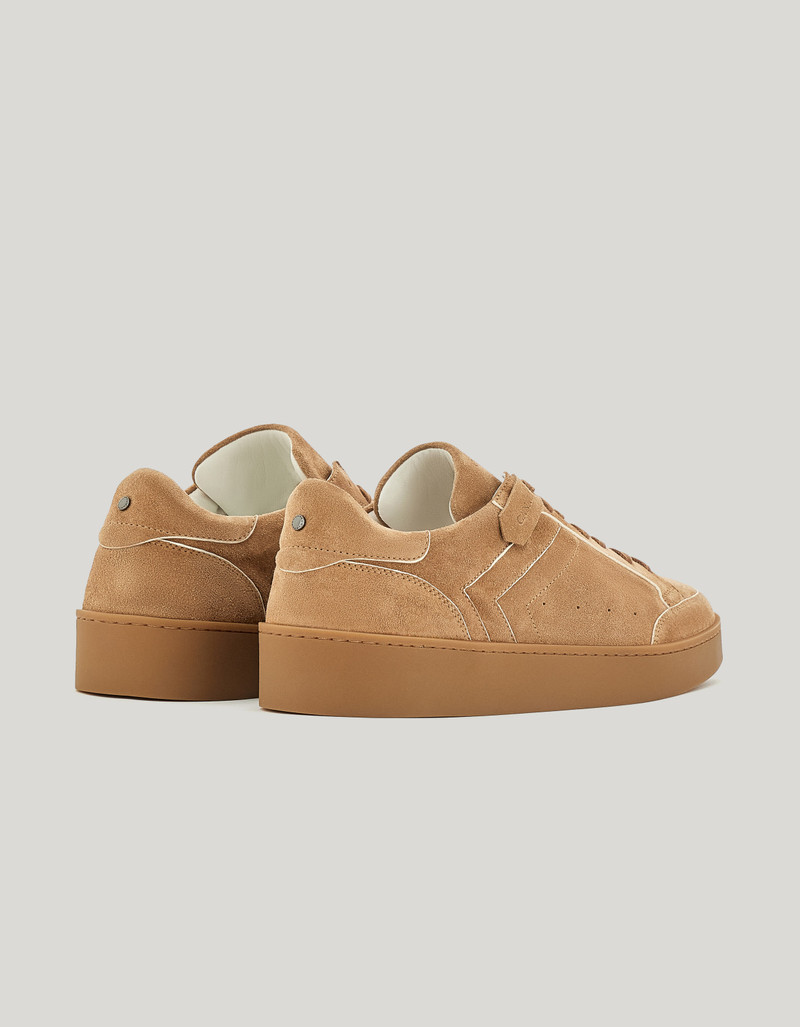 Canali CANALI NUVOLA HAZELNUT SUEDE SNEAKERS WITH IVORY PIPING outlook