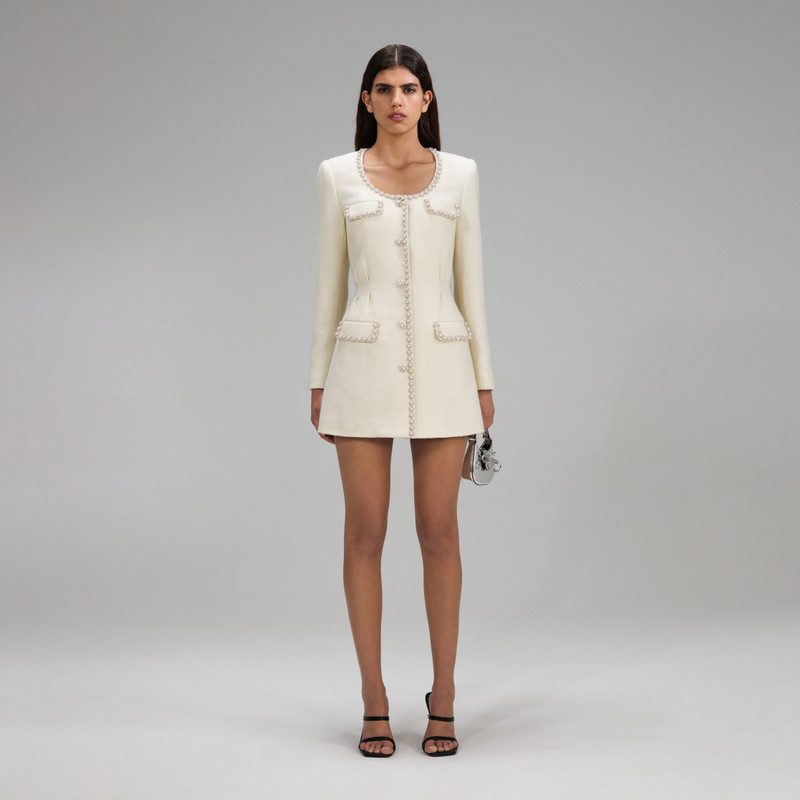 Cream Boucle Tailored Mini Dress - 1