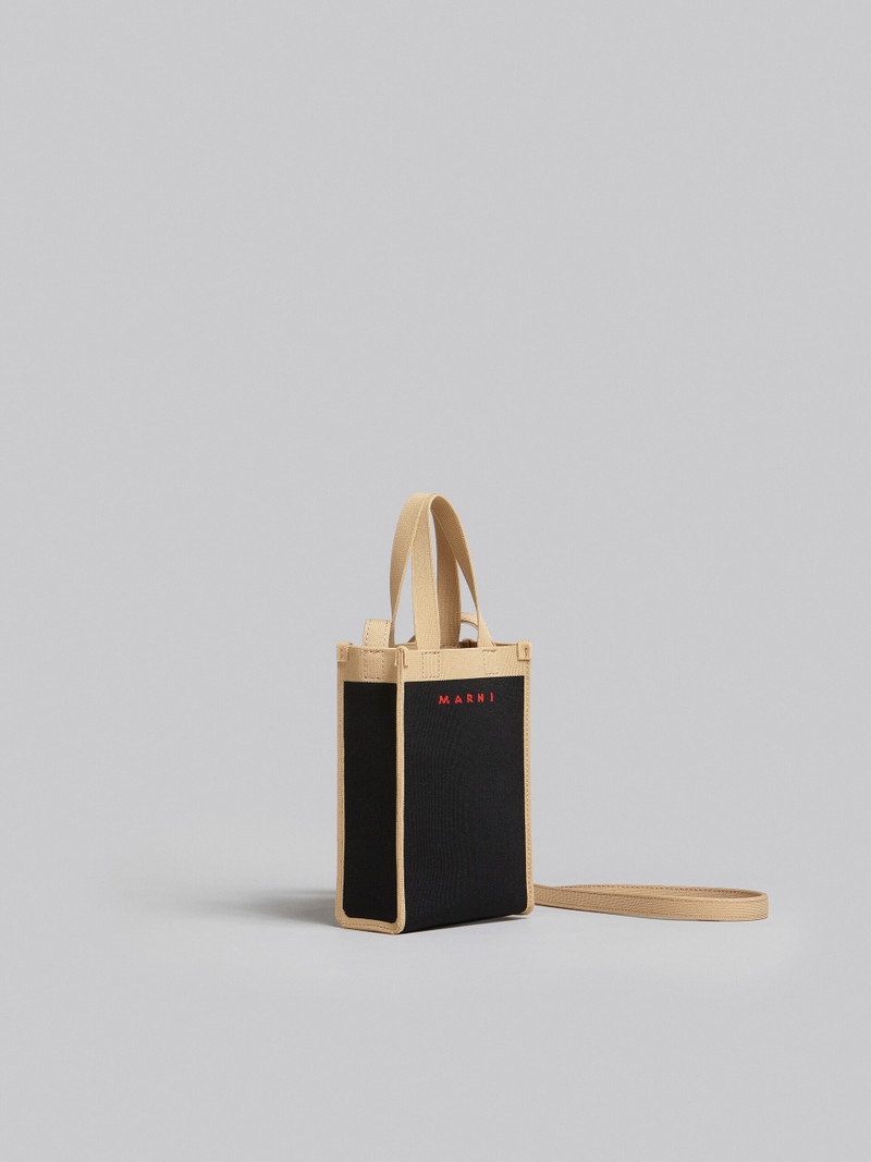 BLACK AND BEIGE JACQUARD MINI SHOULDER BAG 6