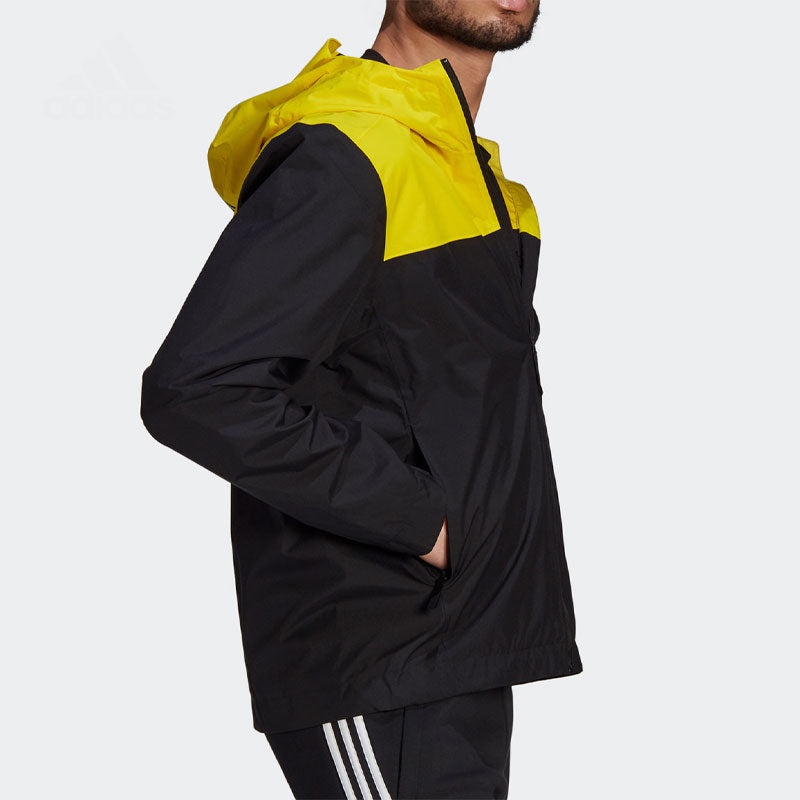 adidas Basic 3-Bandes Rain Ready Jacket 'Yellow Black' GM2165 - 4