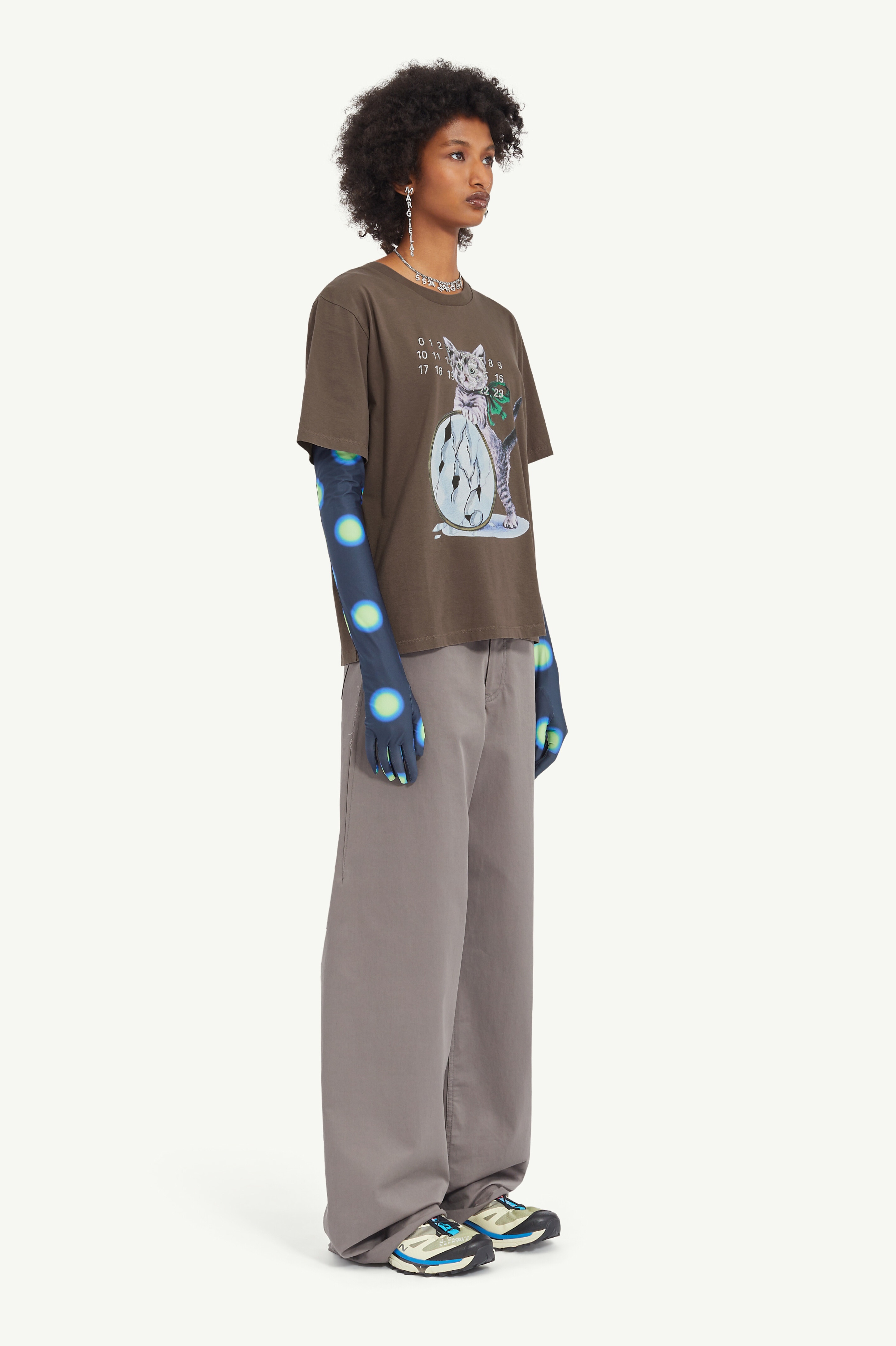 MM6◆半袖カットソー/1/レーヨン/NVY/S32GC0307 MM6 Maison Margiela Tech jersey asymmetric draped T-shirt