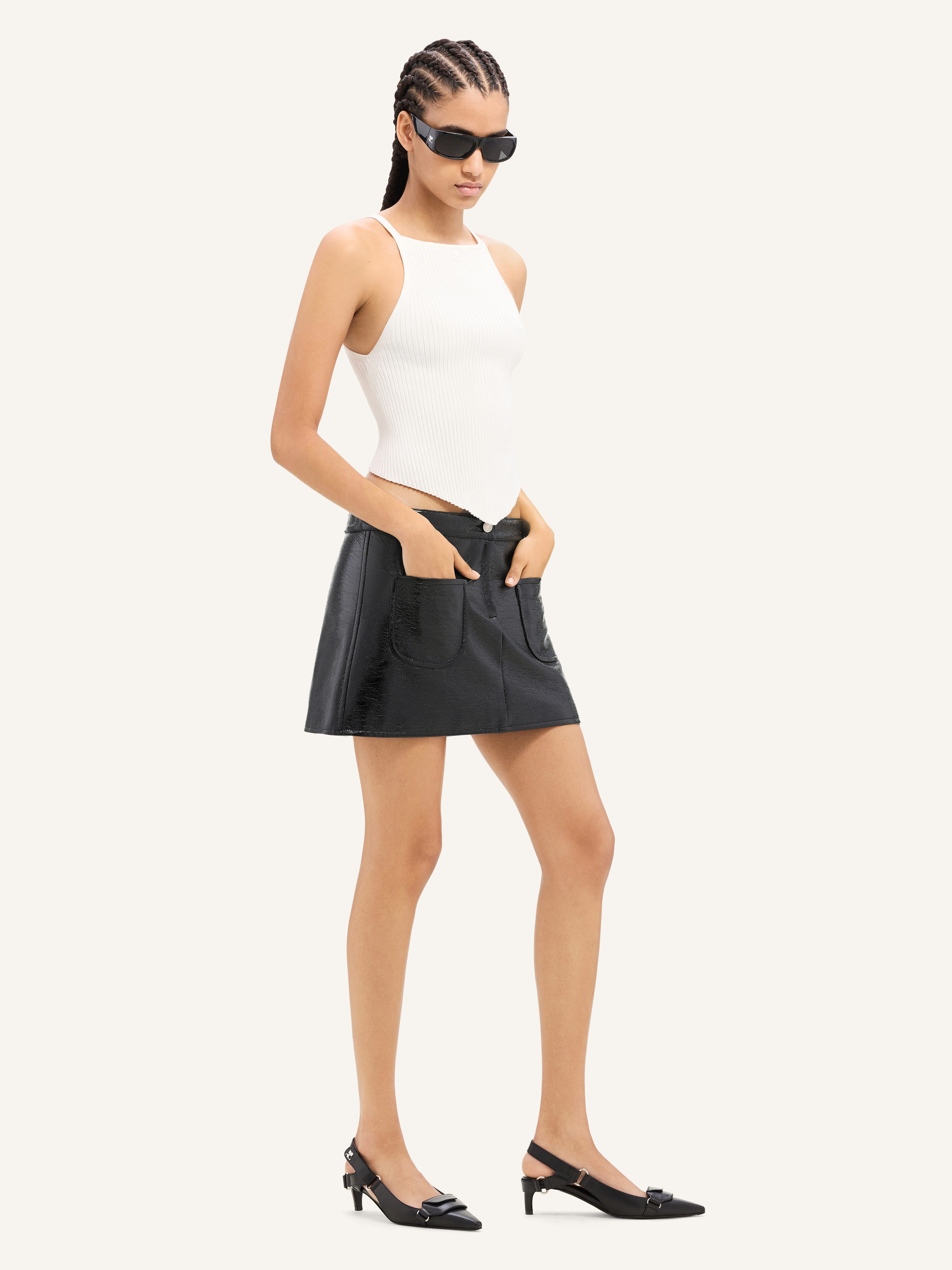 2-POCKET VINYL MINI SKIRT - 3