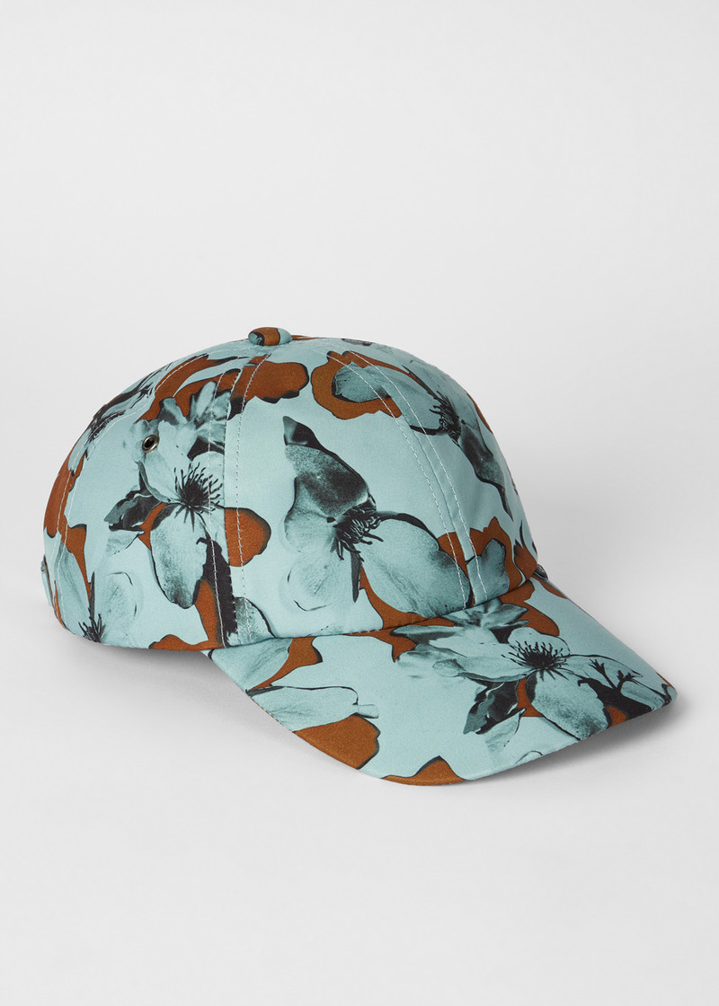 Paul Smith Light Blue 'Floral' Print Cap outlook