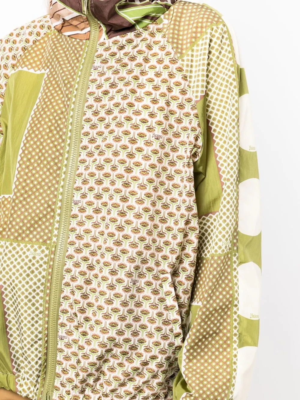 mix-print zip-up jacket - 5