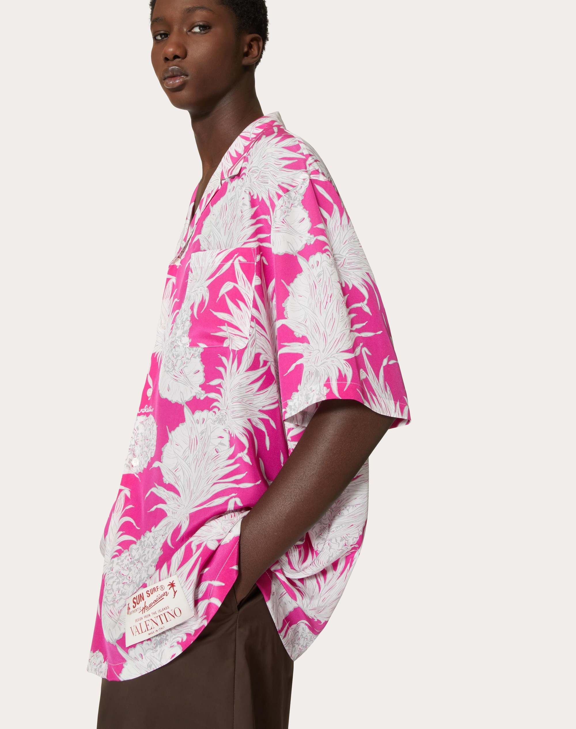 SILK BOWLING SHIRT IN PINEAPPLE PRINT - 5