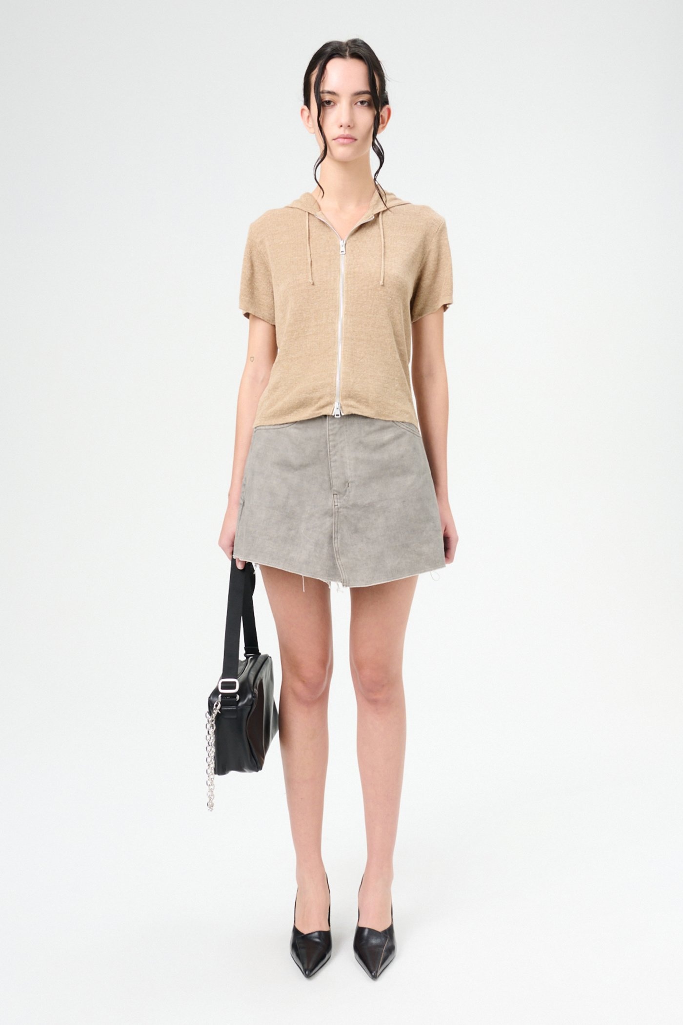 Knitted Slim Hood Oat Melange Refined Linen - 3