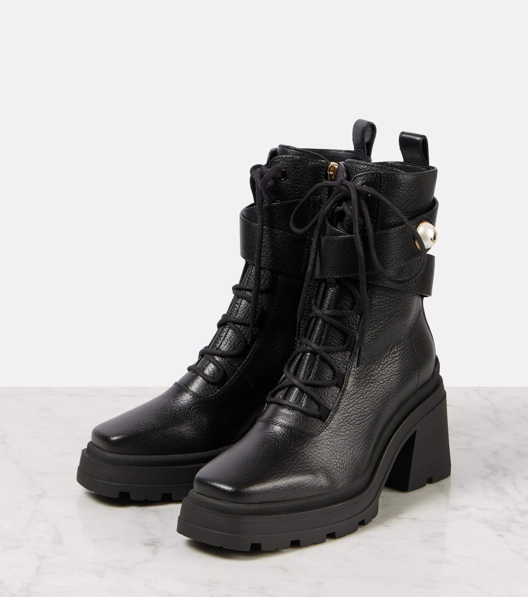 Noemi 80 leather combat boots - 4