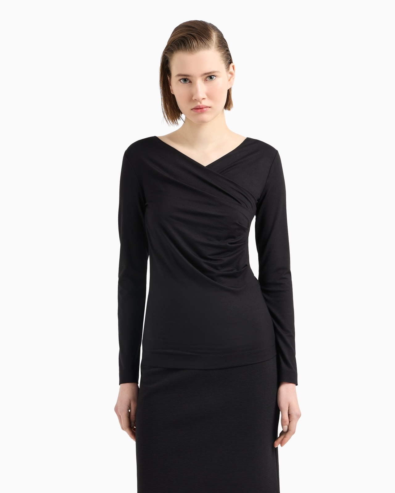 STRETCH JERSEY JUMPER WITH GATHERING DETAIL - 4