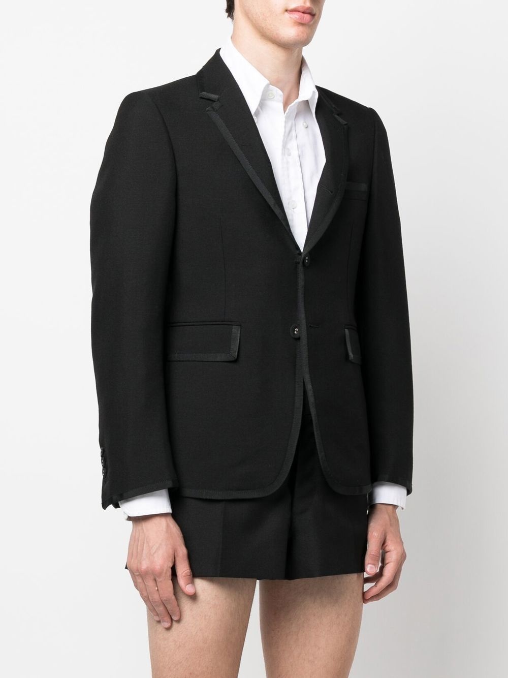 satin-trim wool blazer - 3