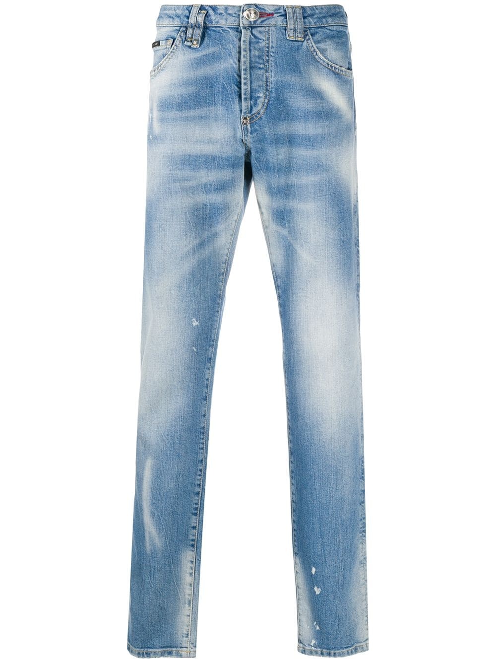 skeleton patch straight jeans - 1